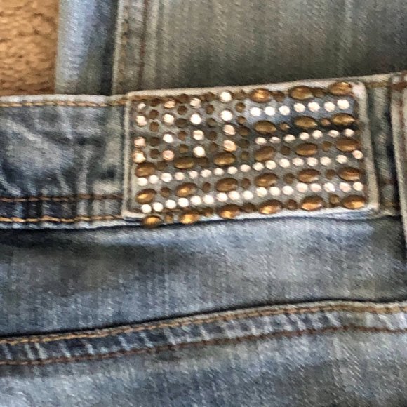 Vanilla Star Distressed & Embellished w/ US Flag Jeans-Sz 14 - Picture 5 of 12